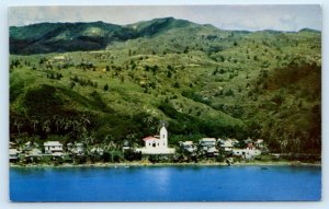 2 Postcards UMATAC, GUAM ~ Coastline Umatac Bay & SAN ISIDRO CHURCH c1960s