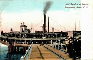 Steamer Boat Landing at Celoron, Chautauqua Lake NY UDB Vintage Postcard G62