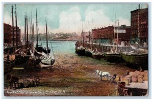 1908 Schooner Boats Market Slip Low Water St. John NB Canada Postcard