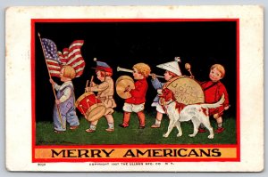 Bernhardt Wall Patriotic~Merry Americans Jolly Band~Kids & Dog Parade with Flag