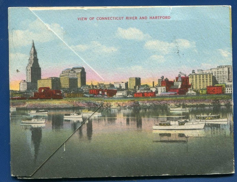 Hartford Connecticut ct mini Postcard Folder postmarked 1937