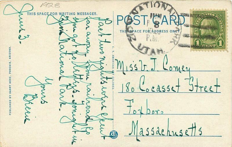 Autos Birdseye Hassayampa Hotel Prescott Arizona 1928 Postcard Herz Teich 7136