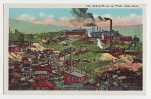 P2946, vintage postcard richest hill in the world, butte montana