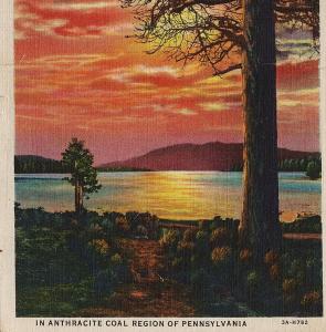 1936 Beautiful Sunset Mountains PA Anthracite Coal Region Pennsylvania Postcard