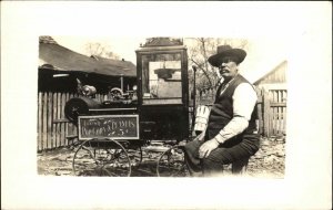 Street Vendor Miniature Peanut & Popcorn Wagon c1920 Real Photo Postcard