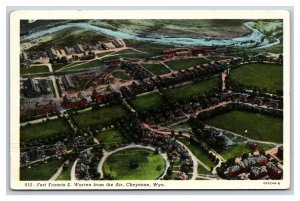 Fort Frances E Warren Aerial View Cheyenne Wyoming WY UNP Linen Postcard V3