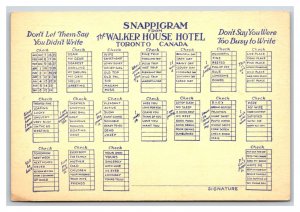 Snappigram The Walker House Hotel Toronto Canada UNP UDB Postcard P24