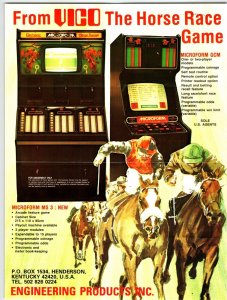 Microform Horse Racing Amusement Video Arcade Game Flyer Promo VICO Vintage