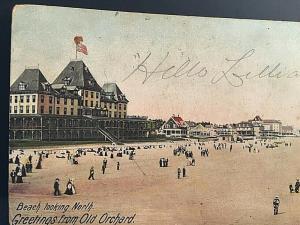 Postcard  Beach looking North, Greetings from Old Orchard, NJ  1905    U2