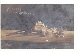 A Happy Birthday, Cut Lilies, Antique 1906 Rotograph Co. Postcard, Real Photo