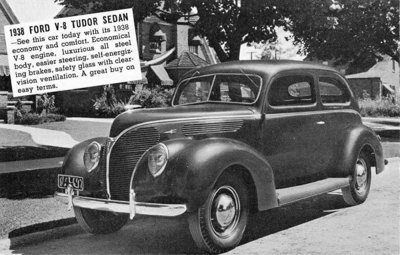 Ford V8 Tudor Sedan 1938 Automobile Car Vintage Postcard K60657