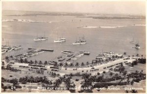 Miami Florida Yacht Basin Birds Eye View Real Photo Postcard AA41269