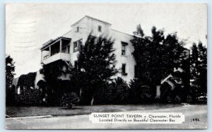 CLEARWATER, FL Florida ~ Roadside SUNSET POINT TAVERN 1936 Dexter Press Postcard