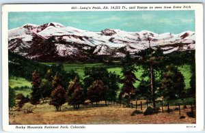 c1940s Estes Park CO Long Peak Rocky Mountain National Park Linen PC Scenic A291