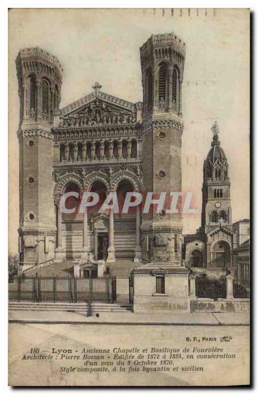 Postcard Old Lyon Old Chapel and Basilica of Fourviere