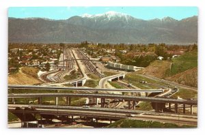 San Bernardino and Long Beach Freeway Los Angeles CA UNP Chrome Postcard P1