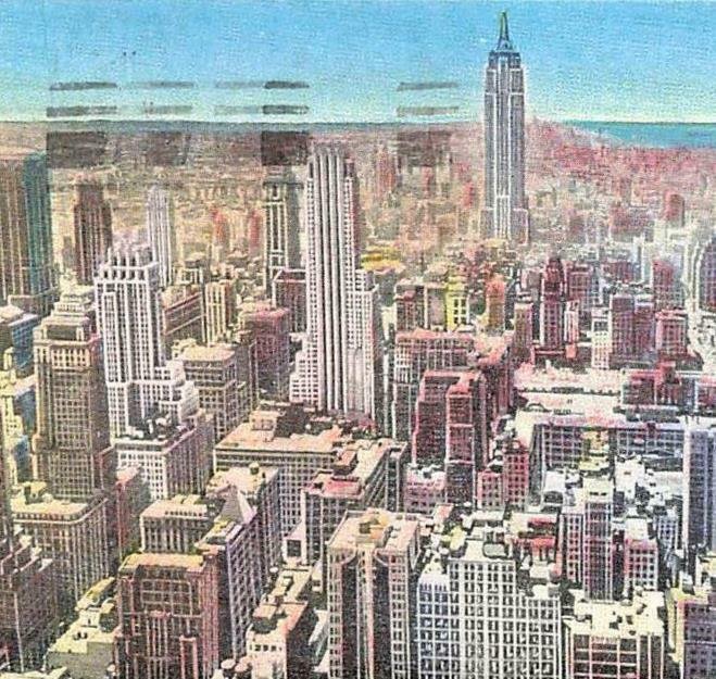 Midtown View Looking South From RCA Building Skyscrapers NYC Linen Vintage P5