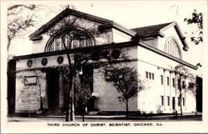 Real Photo Postcard Third Church of Christ Scientist in Chicago, Illinois