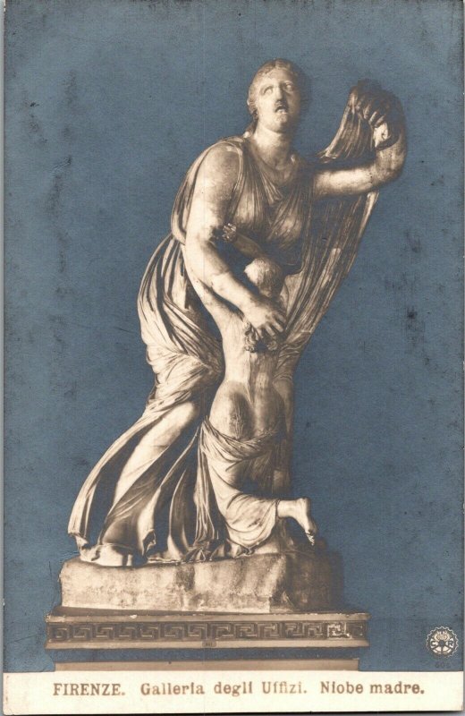 Niobe Madre Sculpture Uffizi Gallery Florence Italy Vintage Postcard P27