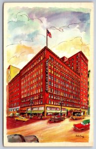 Artist Conception~Los Angeles California~Hotel Hayward Intl~PM 1960~Vtg Postcard