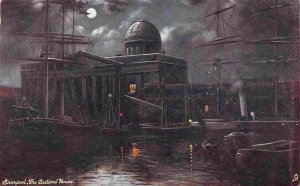 Custom House Moonlight Night Liverpool England UK 1910c Tuck postcard