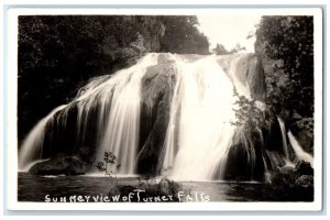 c1940's Summer View Of Turner Falls Oklahoma OK Waterfalls RPPC Photo Postcard