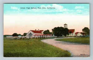 Palo Alto CA, Union High School, Vintage California Postcard