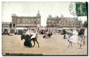 Old Postcard Donkey Mule Beck Beach The beach in front of the casino & # 39Eden