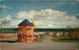 1957 Rustic Windmill Cabins Jacques Quebec Canada postcard 1327 Roberts