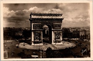 Vtg Paris France L'Arc de Triomphe de l'Etoile RPPC Real Photo Postcard