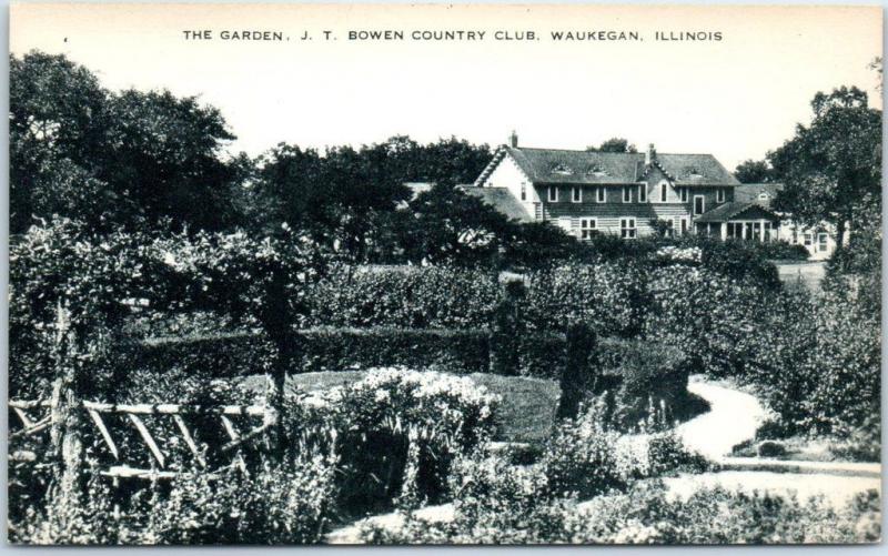 Waukegan Illinois Postcard The Garden J T Bowden Country Club