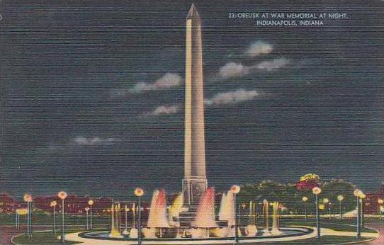 Indiana Indianapolis Obelisk At War Memorial At Night