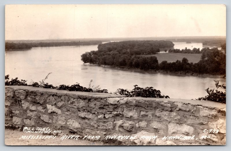 Real Photo Postcard~Hannibal Missouri~Mississippi River From Riverview Park~RPPC