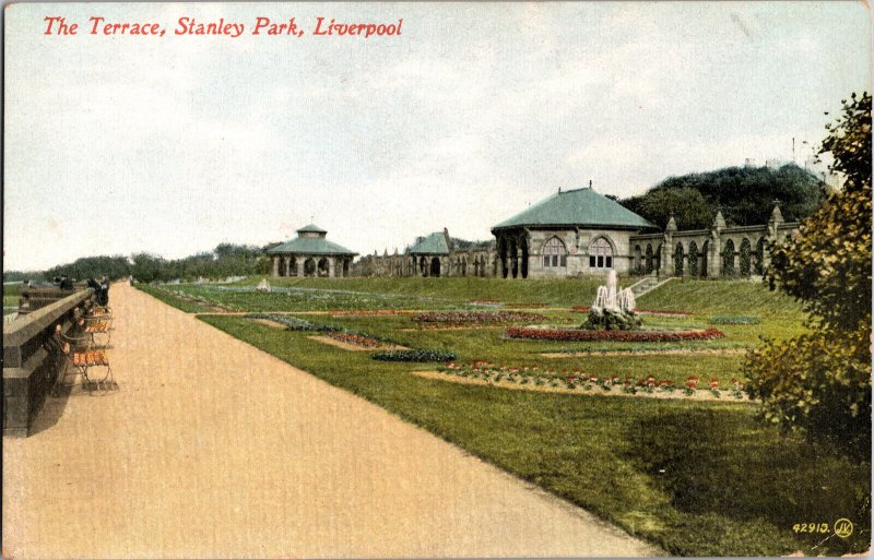 The Terrace Stanley Park Liverpool C1910 Vintage Postcard Valentine Series