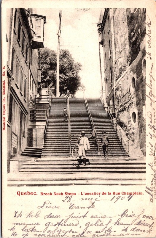 Canada Quebec Break Neck Steps L'' Escalier de la Rue Champlain Postcard 09.78