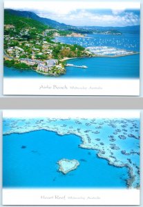 2 Postcards WHITSUNDAY, AUSTRALIA ~ Heart Reef AIRLIE BEACH Queensland 4x6