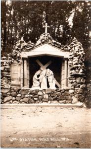 RPPC HUBERTUS, WI  Wisconsin   6th STATION   HOLY  HILL   c1920s   Postcard