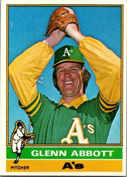 1976 Topps Baseball Card Glenn Abbott Oakland Athletics sk13381