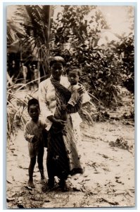 c1940's Malay Women Children Baby Singapore RPPC Photo Unposted Postcard 