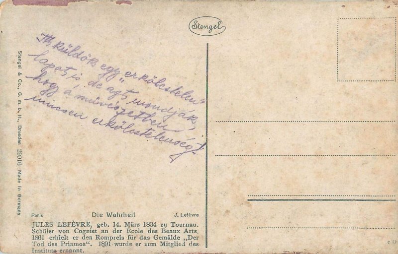 Postcard Die Wahrheit Jules Lefevre gemalde 