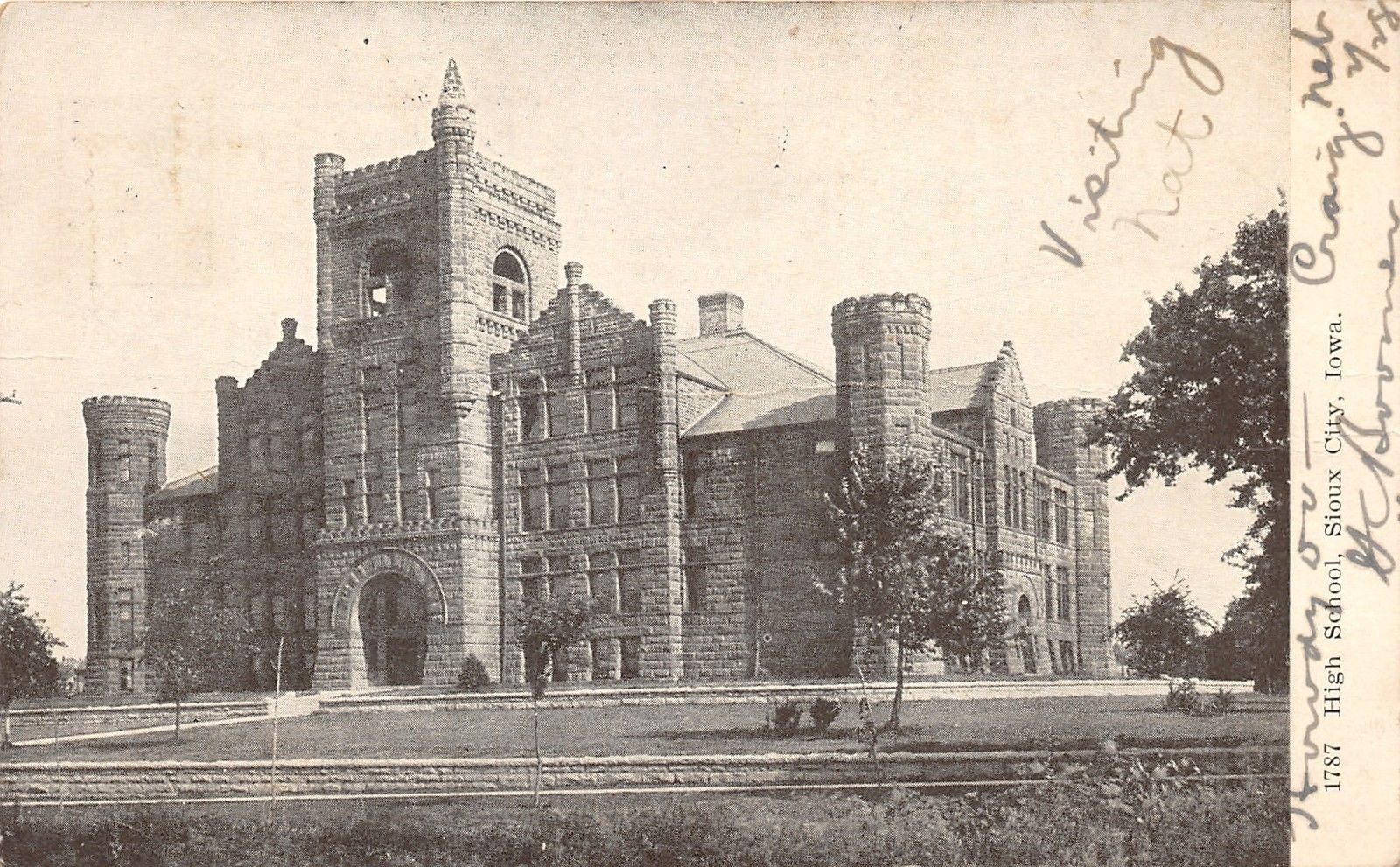 Sioux City Iowa High School Beautiful Stone Building 1907