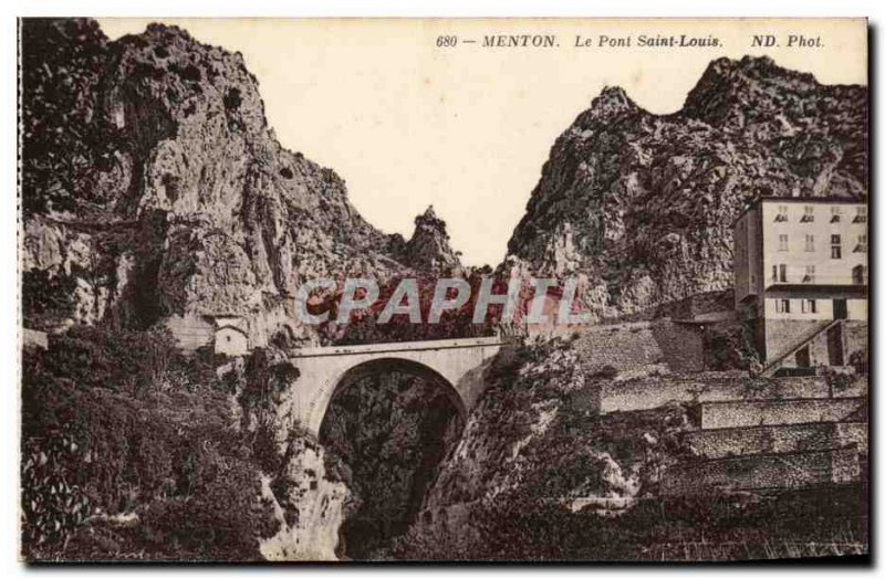 Menton Old Postcard Bridge Saint Louis