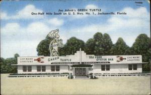 Jacksonville FL Joe Adeeb's Green Turtle Roadside Linen Postcard