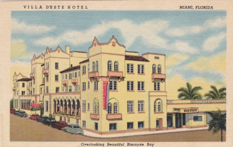 Florida Miami Villa D'Este Hotel Biscayne Boulevard Curteich sk1577