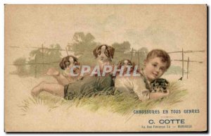 Old Postcard Advertisement Shoes Cotte Street Fontange Marseille Children Dog...