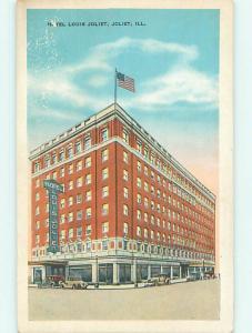 Unused W-Border OLD CARS & LOUIS JOLIET HOTEL Joliet Illinois IL u9509