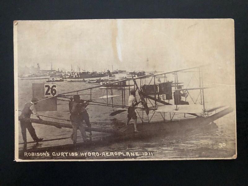 Mint USA Real Picture Postcard RPPC Robison Curtiss Hydroplane 1911