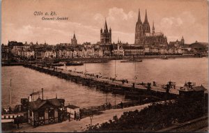 Germany Köln am Rhein Gesamtansicht Cologne Vintage Postcard 09.98