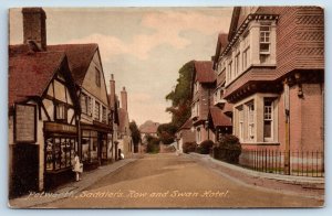 Sussex England Postcard Petworth Saddler's Row and Swan Hotel c1910 Posted