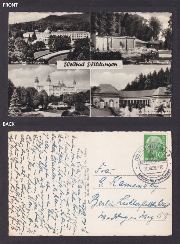 Germany postcard Bad Wildungen Kurpark sanatorium Multi-view